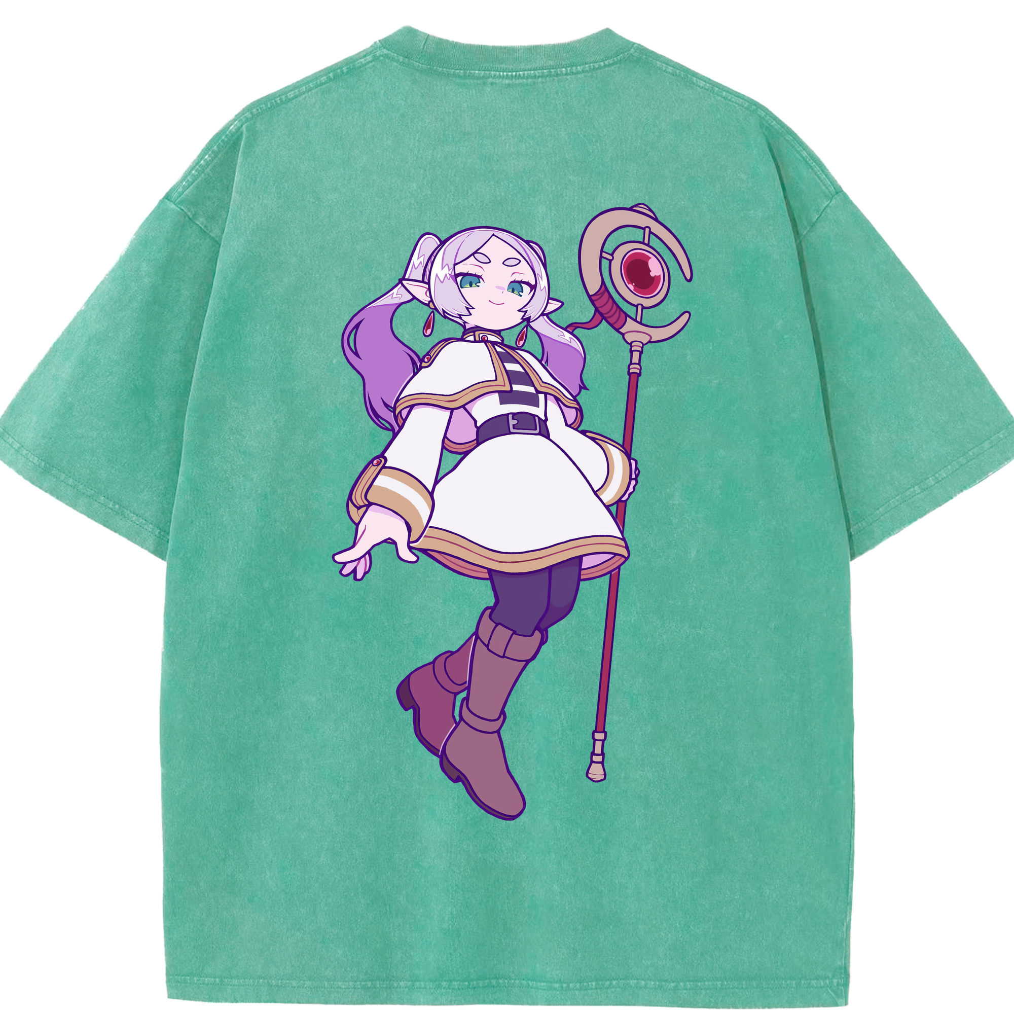 （画像用） 葬送のフリーレン Frieren 綿100% ヴィンテージ風 半袖Tシャツ（背面プリント）